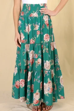 Louise Maxi Skirt/Midi Dress - Shirred Waistband Tiered Skirt or Dress in Floral Print><noscript><img width=