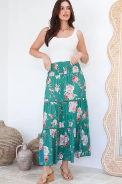 Louise Maxi Skirt/Midi Dress - Shirred Waistband Tiered Skirt or Dress in Floral Print><noscript><img width=
