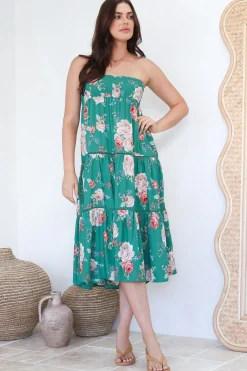 Louise Maxi Skirt/Midi Dress - Shirred Waistband Tiered Skirt or Dress in Floral Print><noscript><img width=