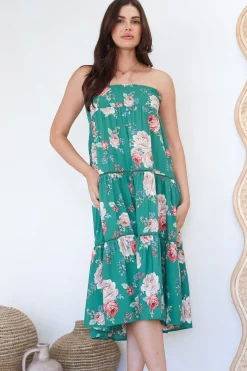 Louise Maxi Skirt/Midi Dress - Shirred Waistband Tiered Skirt or Dress in Floral Print><noscript><img width=