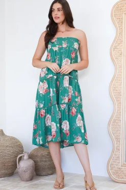 Louise Maxi Skirt/Midi Dress - Shirred Waistband Tiered Skirt or Dress in Floral Print><noscript><img width=