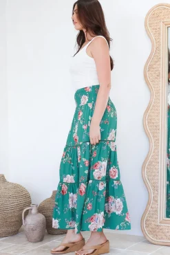 Louise Maxi Skirt/Midi Dress - Shirred Waistband Tiered Skirt or Dress in Floral Print><noscript><img width=