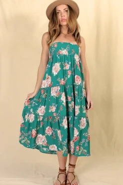 Louise Maxi Skirt/Midi Dress - Shirred Waistband Tiered Skirt or Dress in Floral Print><noscript><img width=