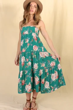 Louise Maxi Skirt/Midi Dress - Shirred Waistband Tiered Skirt or Dress in Floral Print><noscript><img width=