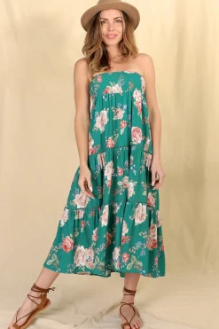 Louise Maxi Skirt/Midi Dress - Shirred Waistband Tiered Skirt or Dress in Floral Print><noscript><img width=