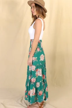 Louise Maxi Skirt/Midi Dress - Shirred Waistband Tiered Skirt or Dress in Floral Print><noscript><img width=