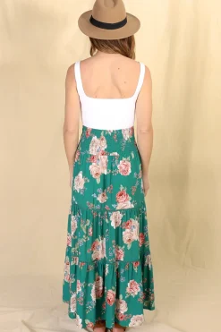 Louise Maxi Skirt/Midi Dress - Shirred Waistband Tiered Skirt or Dress in Floral Print><noscript><img width=