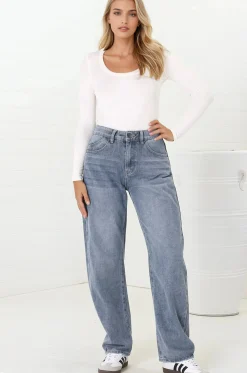 Luca Jeans - Whiskers Relaxed Barrel Jean in Stone Wash Denim>Salty Crush Online