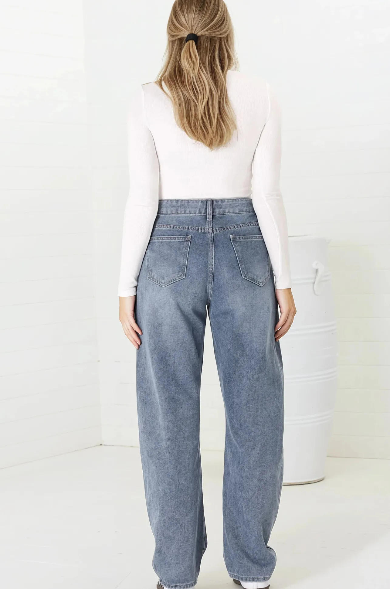 Luca Jeans - Whiskers Relaxed Barrel Jean in Stone Wash Denim>Salty Crush Online