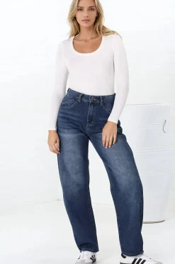 Luca Jeans - Whiskers Relaxed Barrel Jean in Dark Denim>Salty Crush Sale