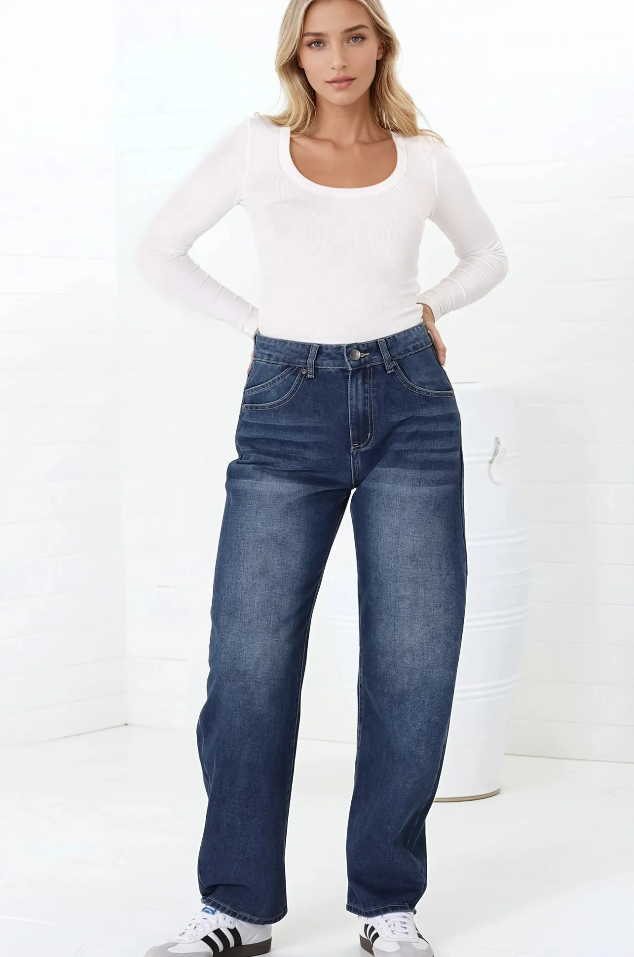 Luca Jeans - Whiskers Relaxed Barrel Jean in Dark Denim>Salty Crush Sale