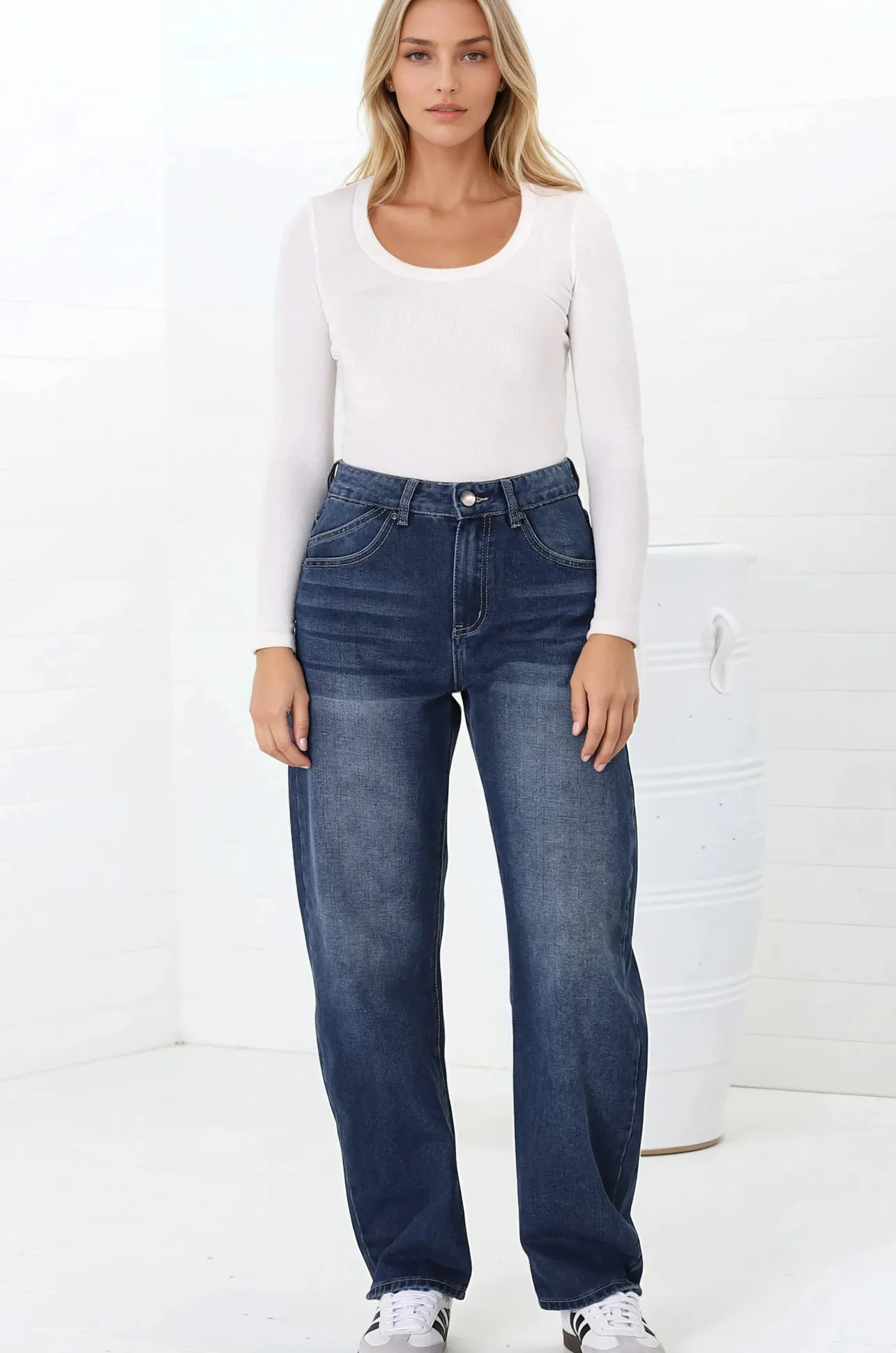Luca Jeans - Whiskers Relaxed Barrel Jean in Dark Denim>Salty Crush Sale
