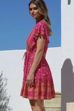 Lucille Mini Dress - Cap Sleeve A Line Dress in Quinne Print><noscript><img width=