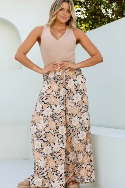 Lyanna Pants Paper Bag High Waisted Wide Leg Pants with Floral Print>Salty Crush Discount