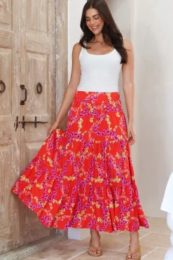 Maggie Maxi Skirt - Elasticated High Waist Skirt in Comino Print>Salty Crush Sale