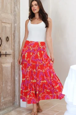 Maggie Maxi Skirt - Elasticated High Waist Skirt in Comino Print><noscript><img width=