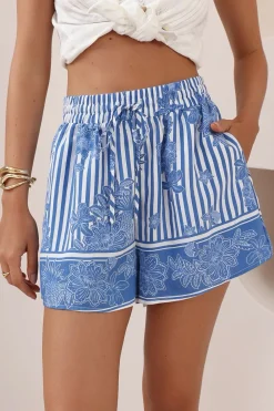 Maiso Shorts - Elasticated High Waist Shorts with Pockets in Keller Print><noscript><img width=