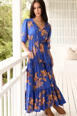 Mariana Maxi Dress - V Neck Pull Tie Waist Tiered Dress in Maribella Print><noscript><img width=