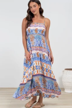Mattina Maxi Dress: Spaghetti Strap Sun Dress in Belly Print>Salty Crush Online