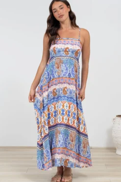 Mattina Maxi Dress: Spaghetti Strap Sun Dress in Belly Print><noscript><img width=