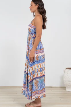 Mattina Maxi Dress: Spaghetti Strap Sun Dress in Belly Print><noscript><img width=
