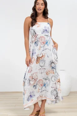 Mattina Maxi Dress: Spaghetti Strap Sun Dress in Zodiac Print><noscript><img width=