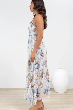 Mattina Maxi Dress: Spaghetti Strap Sun Dress in Zodiac Print><noscript><img width=