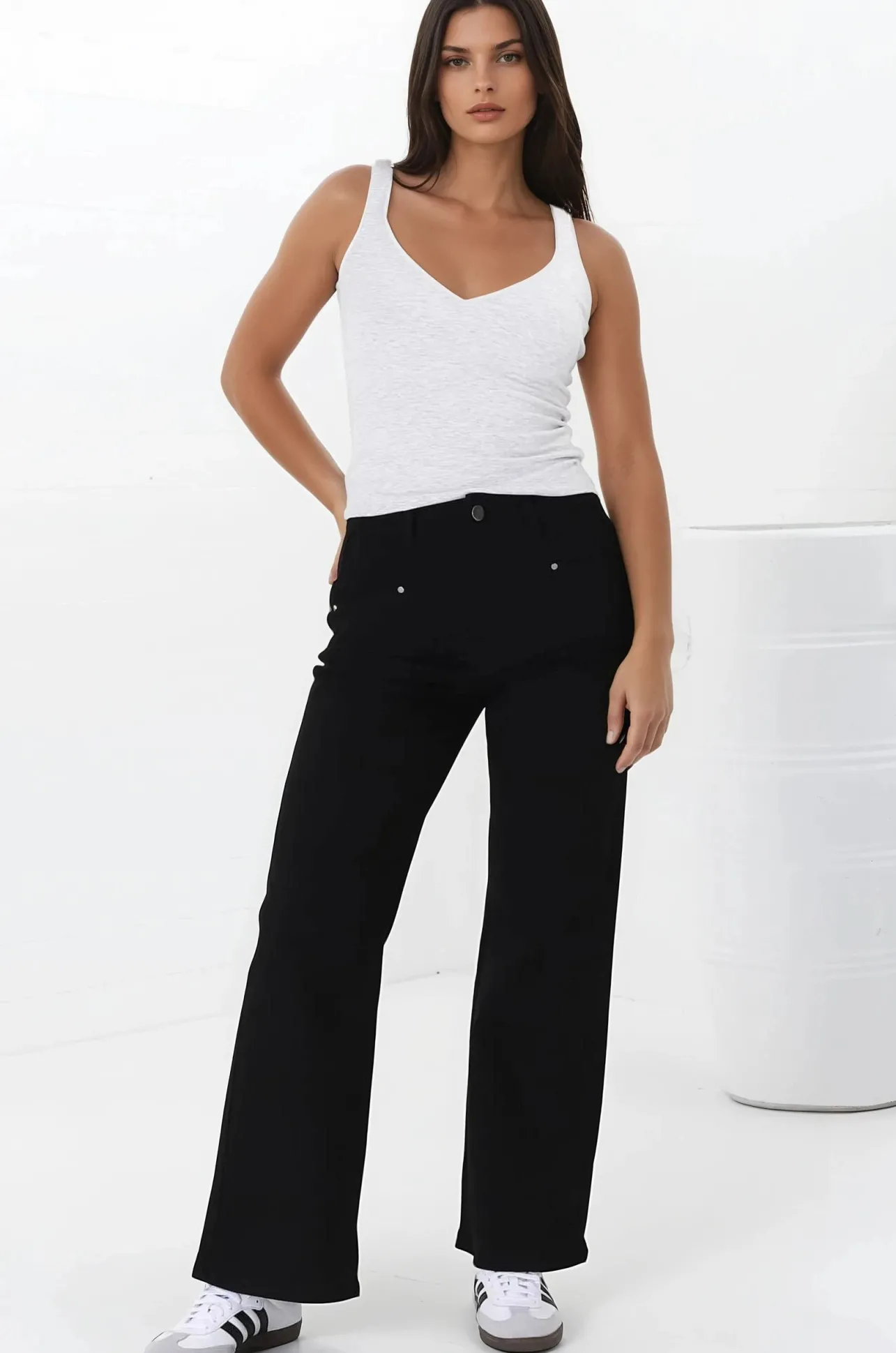 Medusa Jeans - High Waisted Wide Leg Jeans in Black>Salty Crush Discount