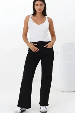 Medusa Jeans - High Waisted Wide Leg Jeans in Black>Salty Crush Discount