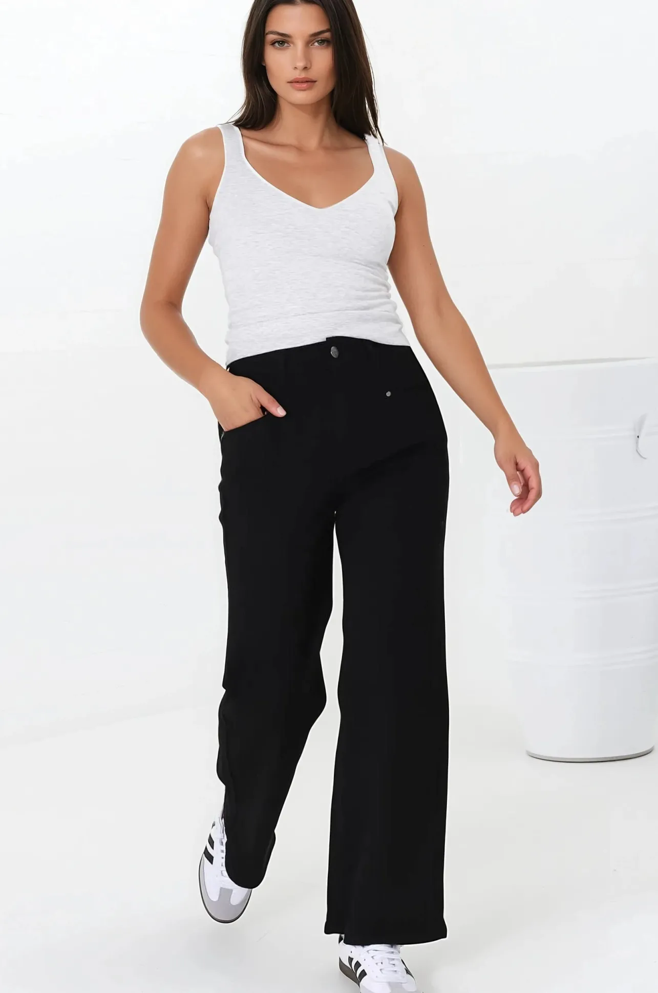 Medusa Jeans - High Waisted Wide Leg Jeans in Black>Salty Crush Discount