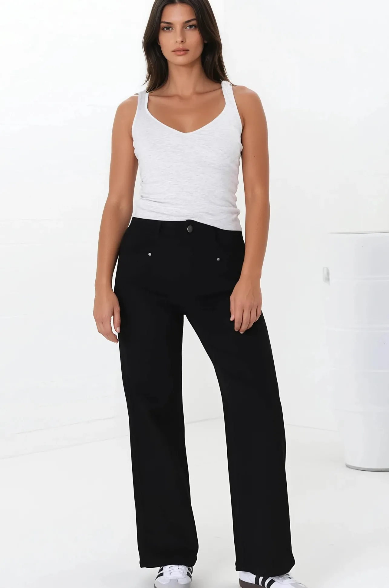 Medusa Jeans - High Waisted Wide Leg Jeans in Black>Salty Crush Discount