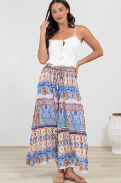 Mezza Pants - Paper Bag High Waisted Wide Leg Pants in Belly Print><noscript><img width=