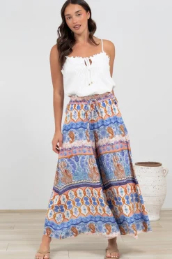 Mezza Pants - Paper Bag High Waisted Wide Leg Pants in Belly Print><noscript><img width=