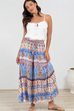 Mezza Pants - Paper Bag High Waisted Wide Leg Pants in Belly Print><noscript><img width=