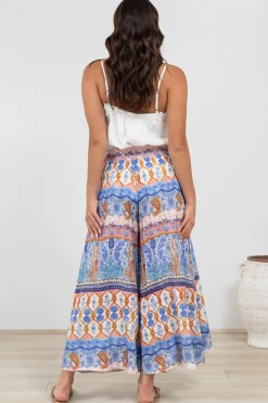 Mezza Pants - Paper Bag High Waisted Wide Leg Pants in Belly Print><noscript><img width=