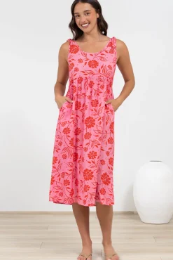 Misha Midi Dress - Tie Up Strap Scoop Neckline Dress in Friday Print>Salty Crush Best