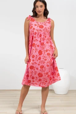 Misha Midi Dress - Tie Up Strap Scoop Neckline Dress in Friday Print><noscript><img width=