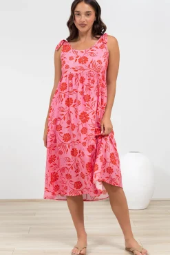 Misha Midi Dress - Tie Up Strap Scoop Neckline Dress in Friday Print><noscript><img width=