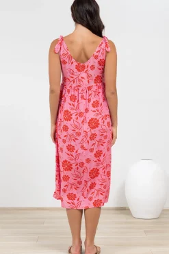 Misha Midi Dress - Tie Up Strap Scoop Neckline Dress in Friday Print><noscript><img width=
