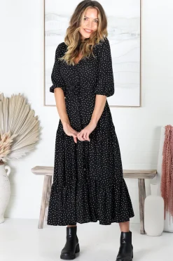 Montania Maxi Dress - Buttoned Bodice Pull in Waist Dress><noscript><img width=