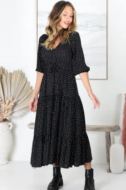 Montania Maxi Dress - Buttoned Bodice Pull in Waist Dress><noscript><img width=
