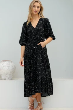 Montania Maxi Dress - Buttoned Bodice Pull in Waist Dress><noscript><img width=