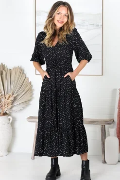 Montania Maxi Dress - Buttoned Bodice Pull in Waist Dress><noscript><img width=