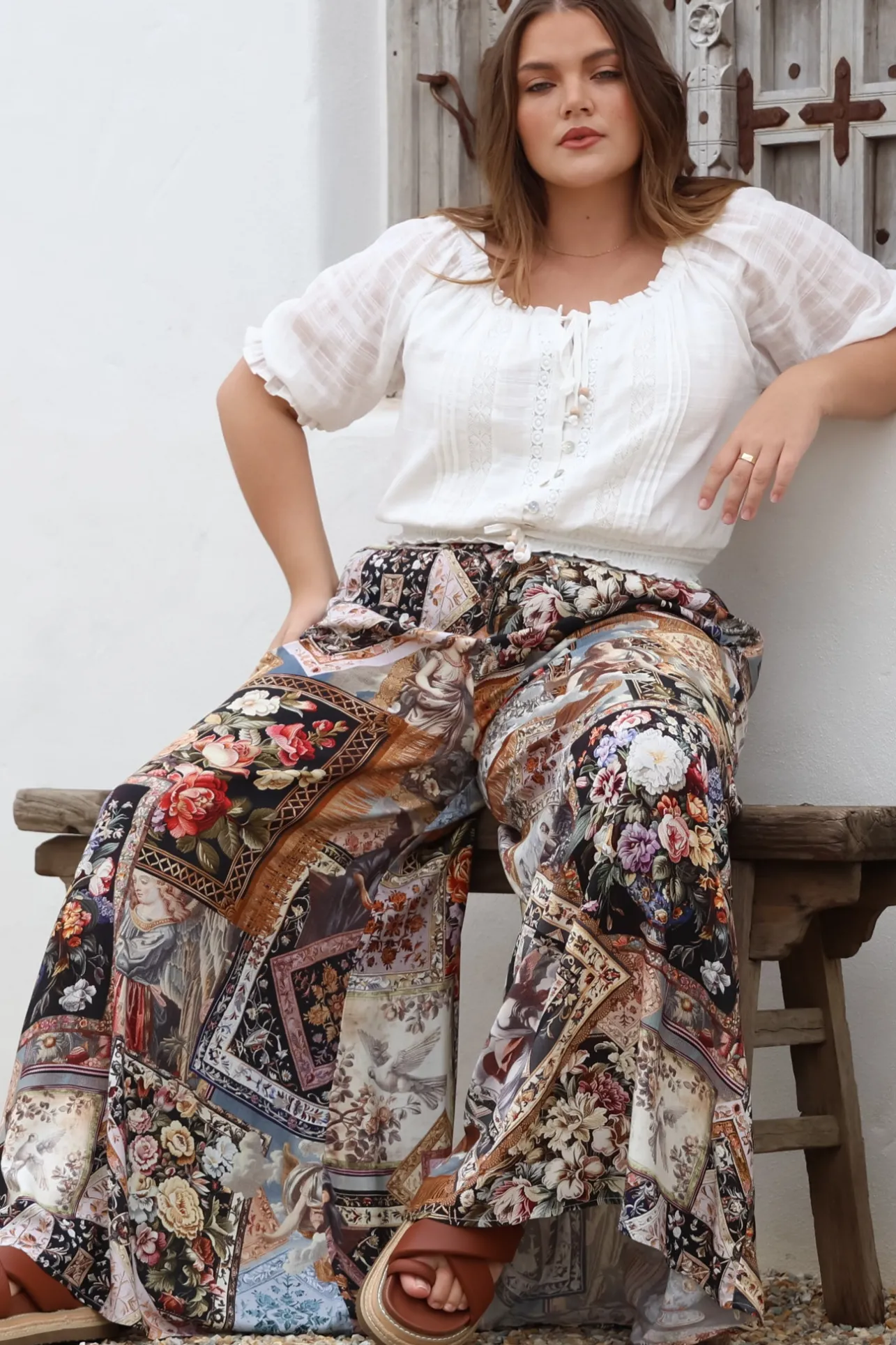 Nadiya Crop - Adjustable Neck and Hemline Crop with Pleating Details in White>Salty Crush Online