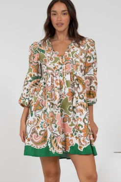 Nora Mini Dress - Long Sleeve Baby Doll Dress in Marcia Print><noscript><img width=