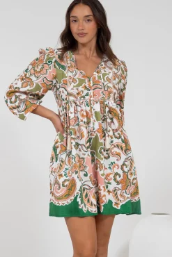 Nora Mini Dress - Long Sleeve Baby Doll Dress in Marcia Print><noscript><img width=