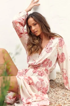 Otto Maxi Dress - Deep V Neck Long Sleeve Dress with Pockets in Lucie Print><noscript><img width=