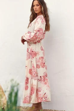 Otto Maxi Dress - Deep V Neck Long Sleeve Dress with Pockets in Lucie Print><noscript><img width=