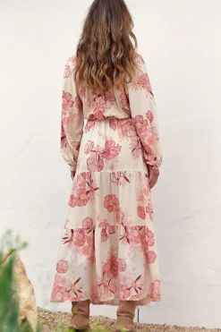 Otto Maxi Dress - Deep V Neck Long Sleeve Dress with Pockets in Lucie Print><noscript><img width=