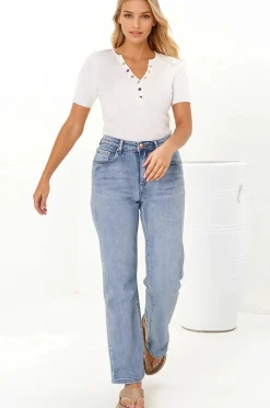 Pacey Jeans - High Waisted Straight Leg Jeans in Light Denim>Salty Crush Sale